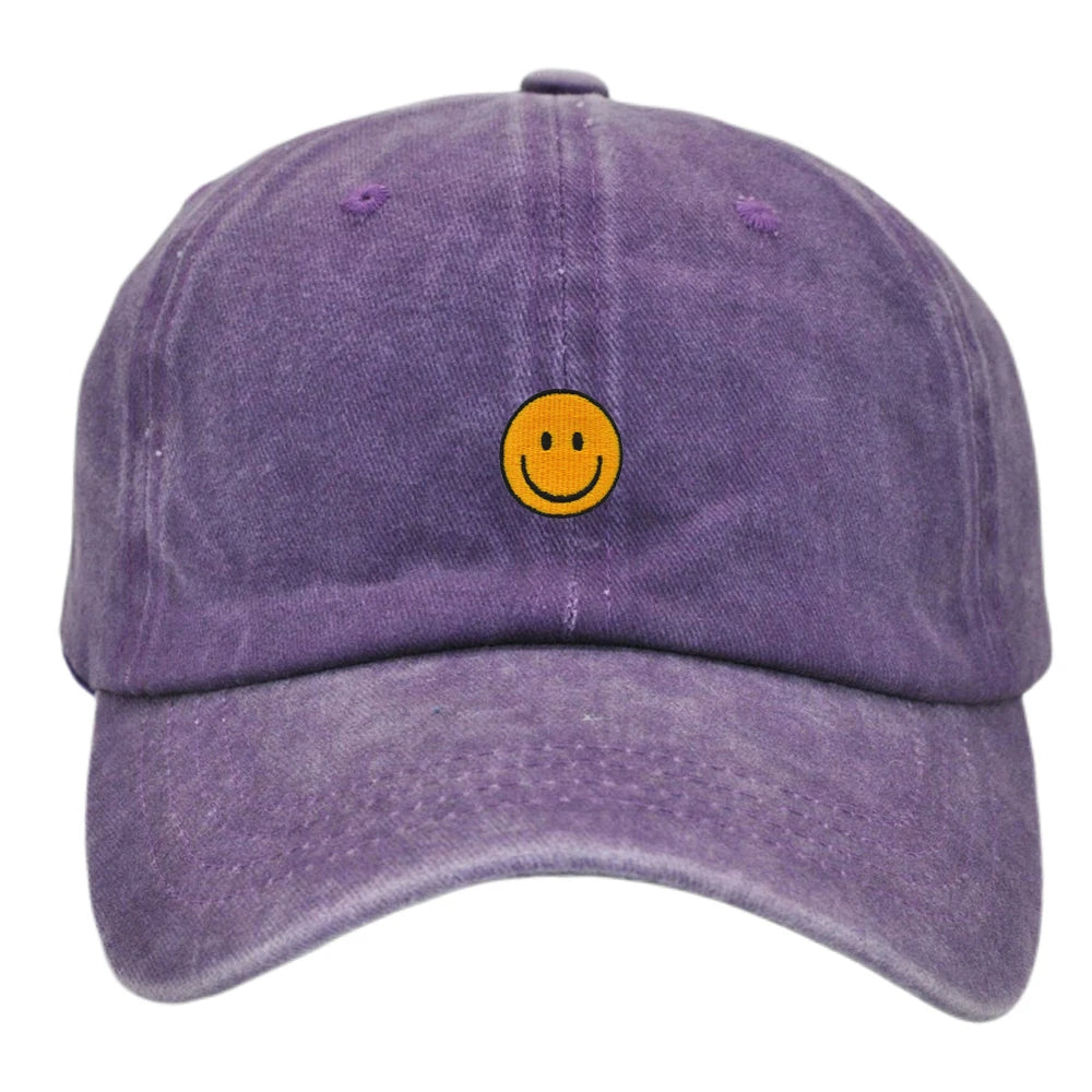 Embroidered caps with Smiley